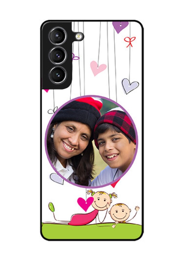 Galaxy s21 Plus Photo Printing on Glass Case  - Cute Kids Phone Case Design