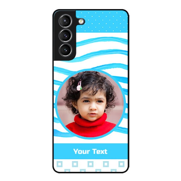 Galaxy s21 Plus Custom Glass Phone Case - Simple Blue Case Design Galaxy s21 Plus Custom Glass Phone Case - Simple Blue Case Design