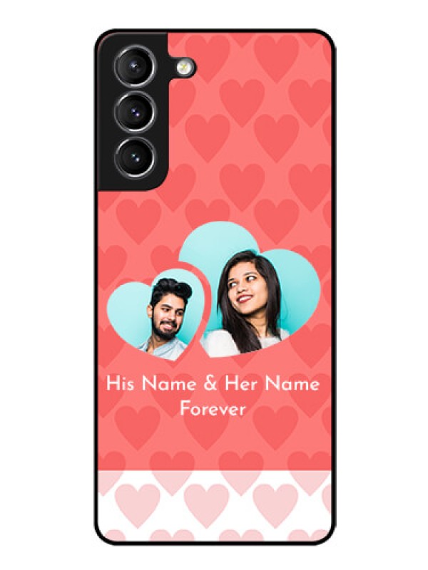 Custom Galaxy s21 Plus Personalized Glass Phone Case  - Couple Pic Upload Design