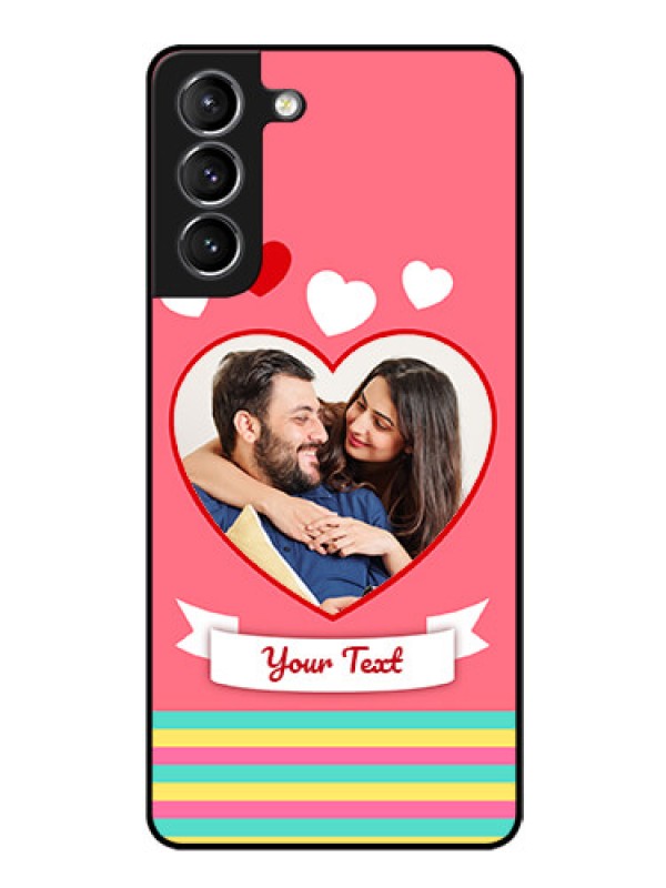 Custom Galaxy s21 Plus Photo Printing on Glass Case  - Love Doodle Design