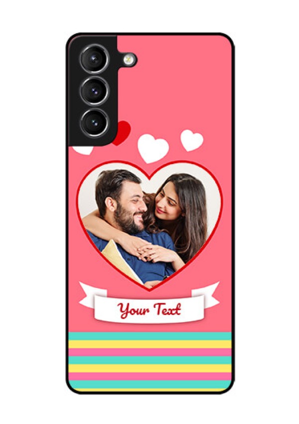 Galaxy s21 Plus Photo Printing on Glass Case  - Love Doodle Design