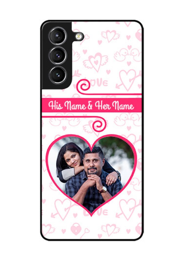 Galaxy s21 Plus Personalized Glass Phone Case  - Heart Shape Love Design