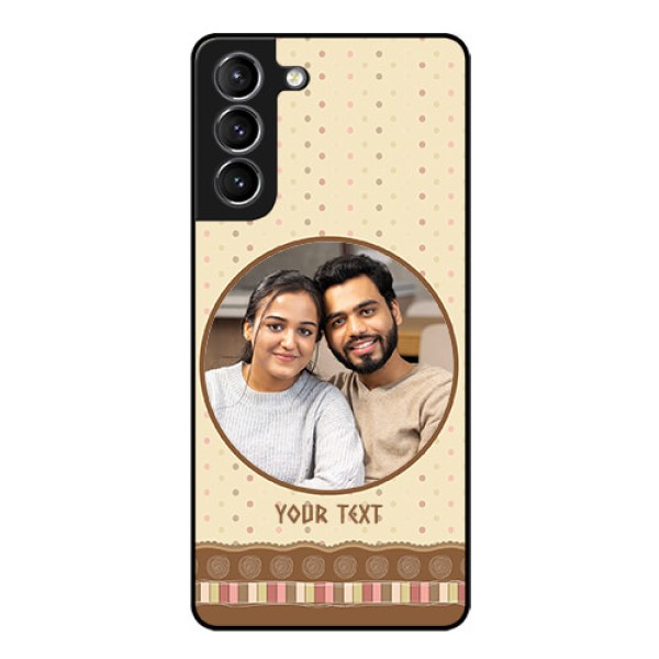 Galaxy s21 Plus Custom Glass Mobile Case - Brown Dotted Mobile Case Design Galaxy s21 Plus Custom Glass Mobile Case - Brown Dotted Mobile Case Design