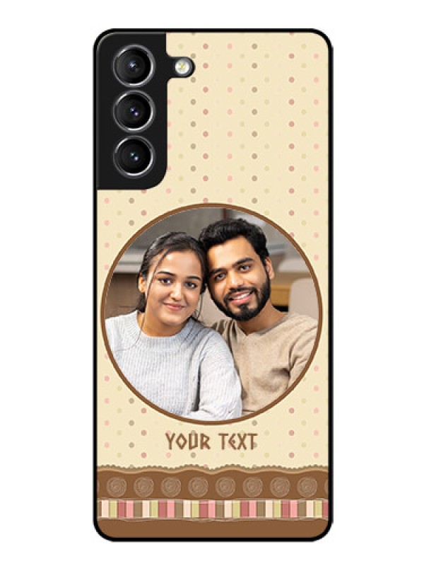 Custom Galaxy s21 Plus Custom Glass Mobile Case  - Brown Dotted Mobile Case Design