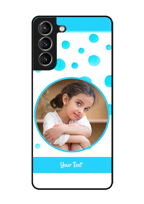Galaxy s21 Plus Photo Printing on Glass Case  - Blue Bubbles Pattern Design