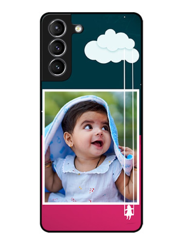 Custom Galaxy s21 Plus Custom Glass Phone Case  - Cute Girl with Cloud Design