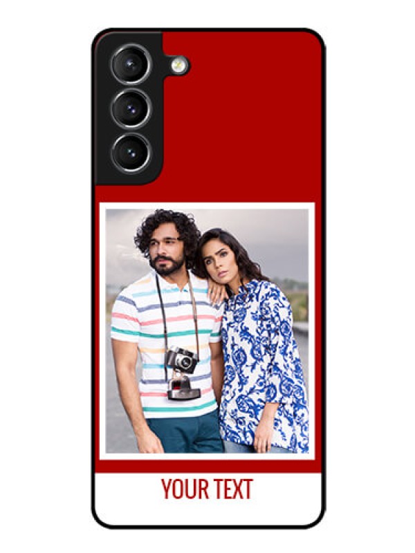 Custom Galaxy s21 Plus Personalized Glass Phone Case  - Simple Red Color Design