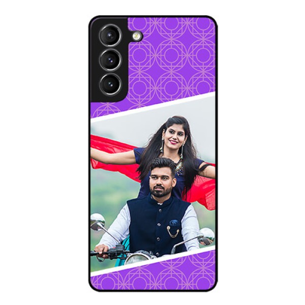 Galaxy s21 Plus Custom Glass Phone Case  - Violet Pattern Design