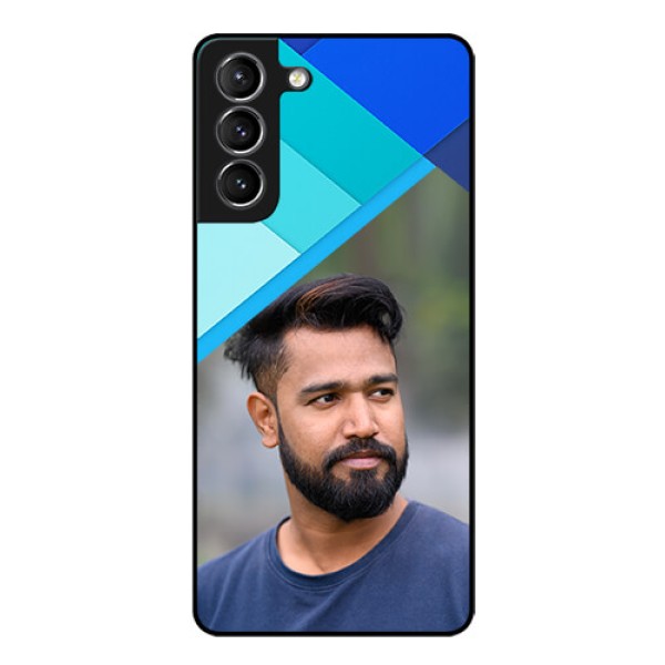 Galaxy s21 Plus Custom Glass Phone Case  - Blue Pattern Design