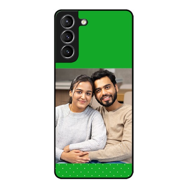 Galaxy s21 Plus Personalized Glass Phone Case  - Green Pattern Design