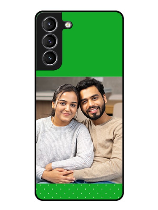 Custom Galaxy s21 Plus Personalized Glass Phone Case  - Green Pattern Design