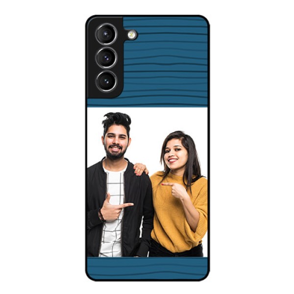 Galaxy s21 Plus Custom Glass Phone Case  - Blue Pattern Cover Design