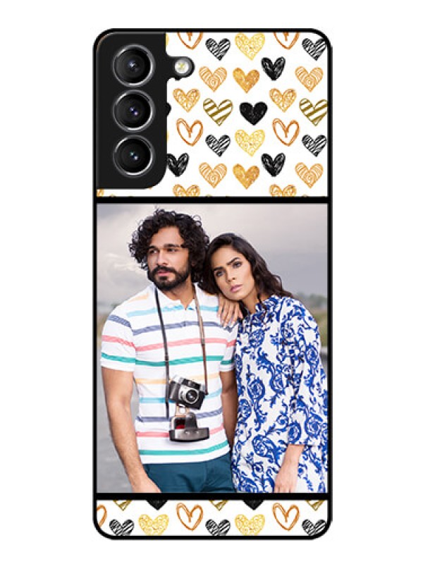 Custom Galaxy s21 Plus Photo Printing on Glass Case  - Love Symbol Design