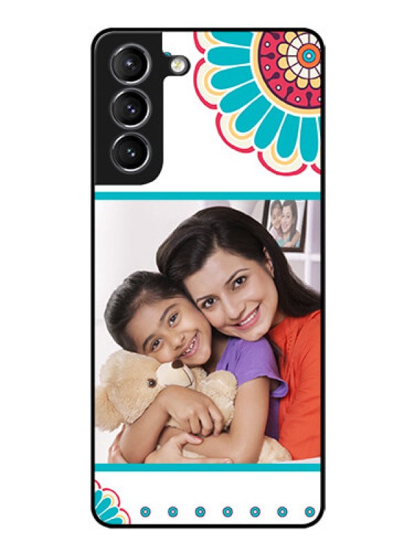 Custom Galaxy s21 Plus Custom Glass Phone Case  - Flower Design