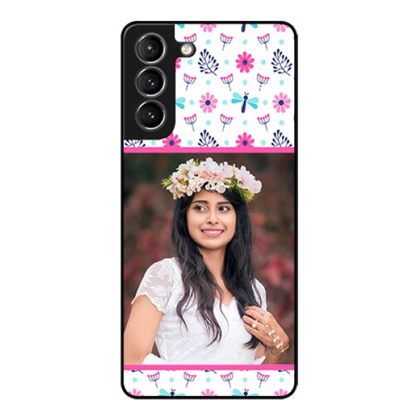 Galaxy s21 Plus Photo Printing on Glass Case  - Colorful Flower Design