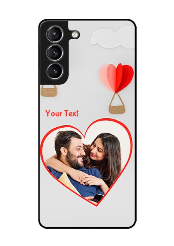Galaxy s21 Plus Custom Glass Mobile Case  - Parachute Love Design