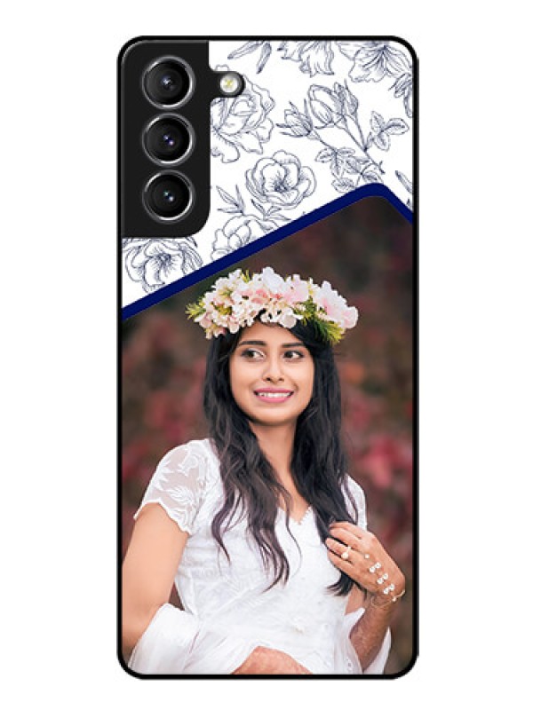 Custom Galaxy s21 Plus Personalized Glass Phone Case  - Premium Floral Design