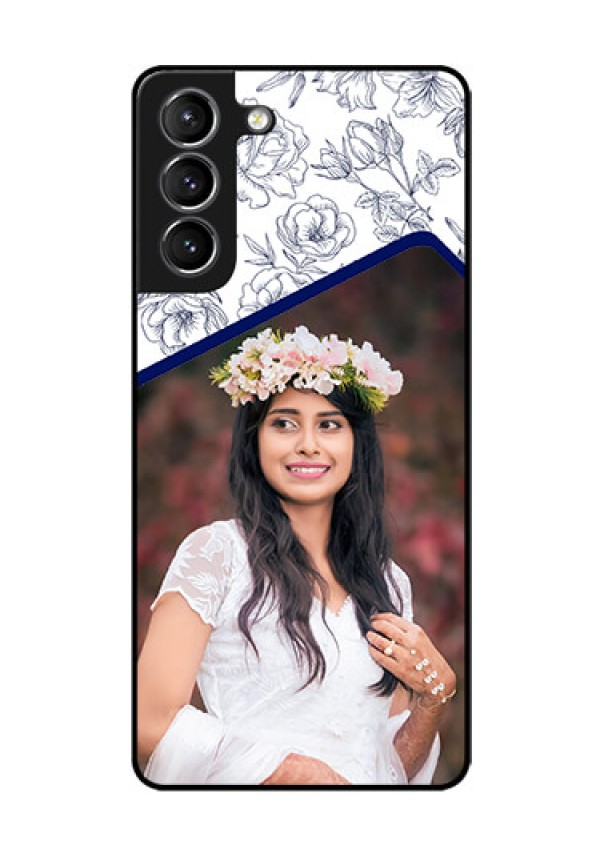 Galaxy s21 Plus Personalized Glass Phone Case  - Premium Floral Design