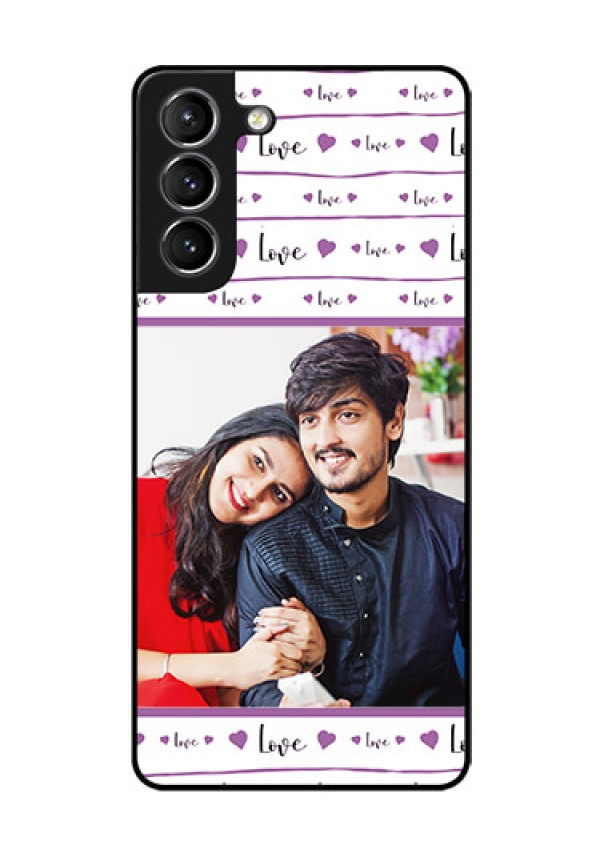 Galaxy s21 Plus Custom Glass Mobile Case  - Couples Heart Design