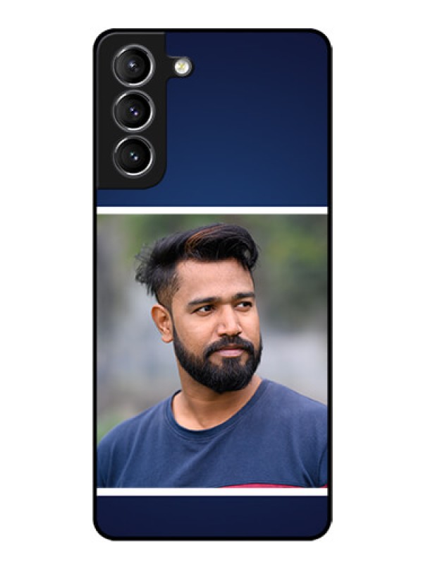 Custom Galaxy s21 Plus Personalized Glass Phone Case  - Simple Royal Blue Design