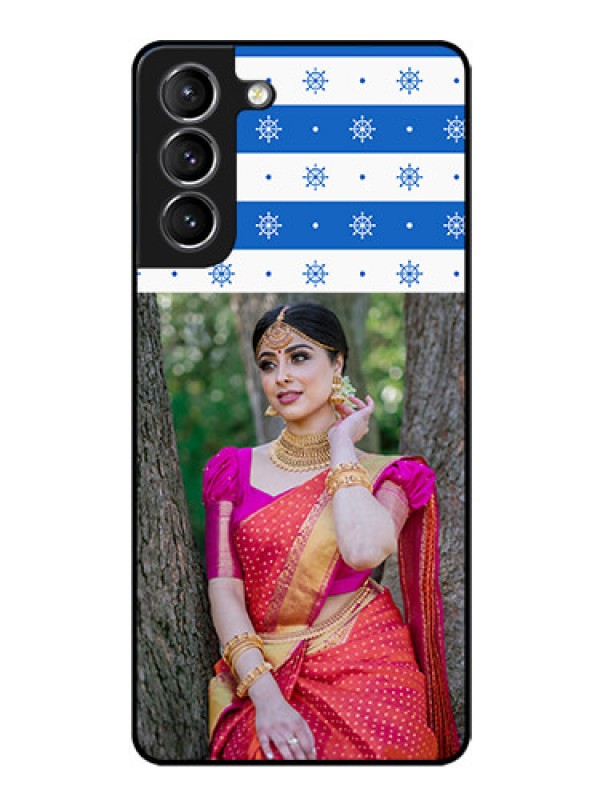 Custom Galaxy s21 Plus Photo Printing on Glass Case  - Snow Pattern Design