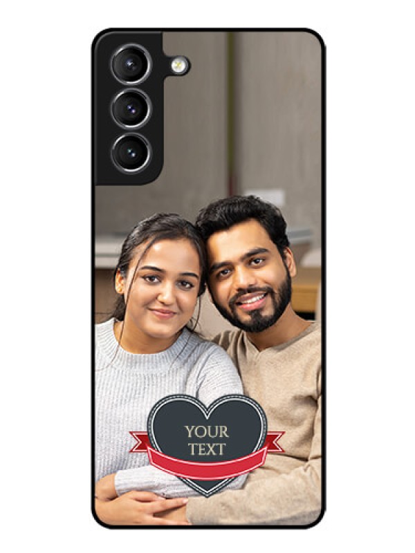 Custom Galaxy s21 Plus Custom Glass Phone Case  - Just Married Couple Design