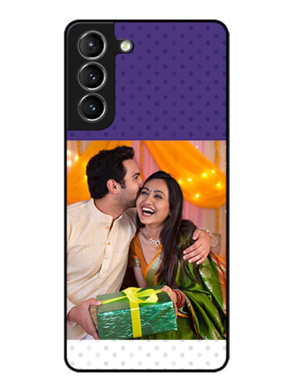 Custom Galaxy s21 Plus Personalized Glass Phone Case  - Violet Pattern Design