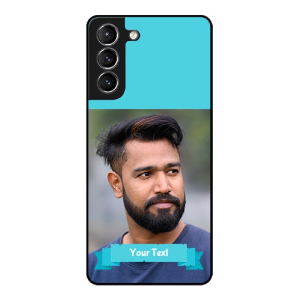 Galaxy s21 Plus Personalized Glass Phone Case - Simple Blue Color Design Galaxy s21 Plus Personalized Glass Phone Case - Simple Blue Color Design