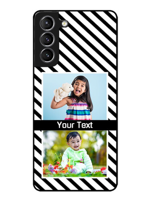 Custom Galaxy s21 Plus Photo Printing on Glass Case  - Black And White Stripes Design
