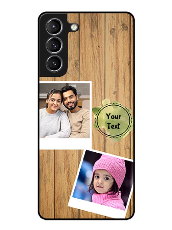 Custom Galaxy s21 Plus Custom Glass Phone Case  - Wooden Texture Design