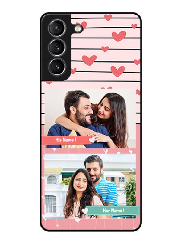 Custom Galaxy s21 Plus Custom Glass Mobile Case  - Photo with Heart Design