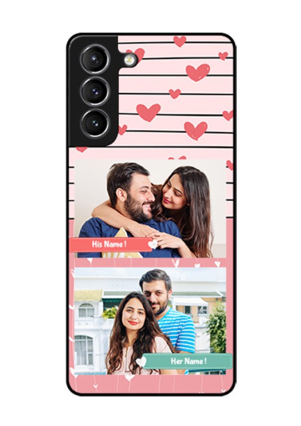 Galaxy s21 Plus Custom Glass Mobile Case  - Photo with Heart Design