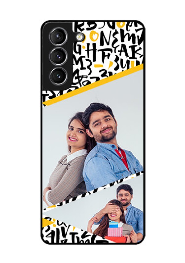 Galaxy s21 Plus Custom Glass Mobile Case  - Letters Pattern Design
