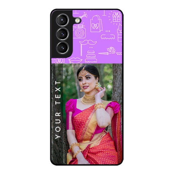 Galaxy s21 Plus Custom Glass Mobile Case  - Birthday Icons Design