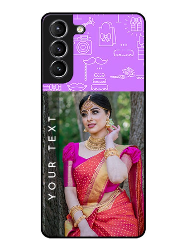 Custom Galaxy s21 Plus Custom Glass Mobile Case  - Birthday Icons Design