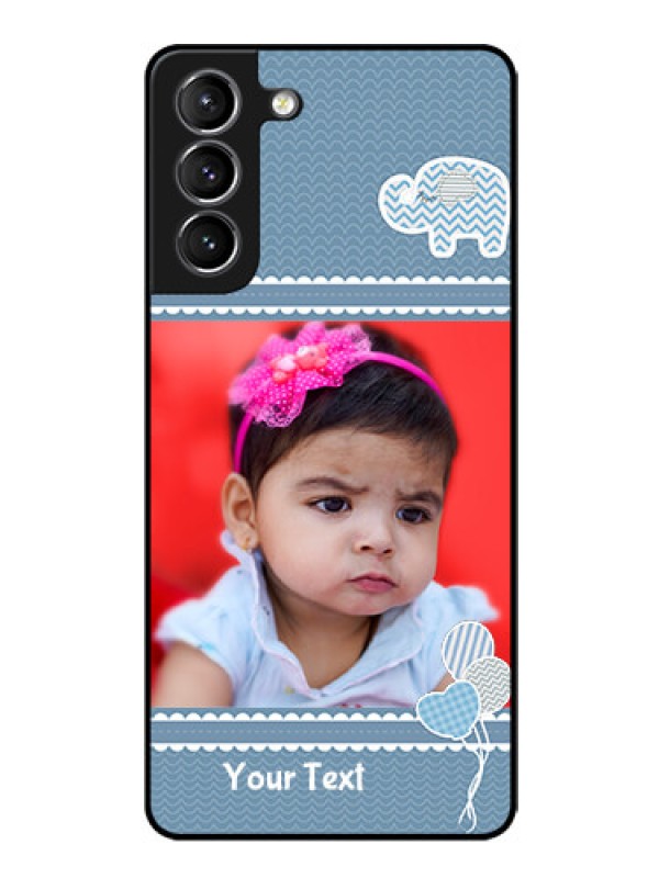Custom Galaxy s21 Plus Photo Printing on Glass Case  - with Kids Pattern Design