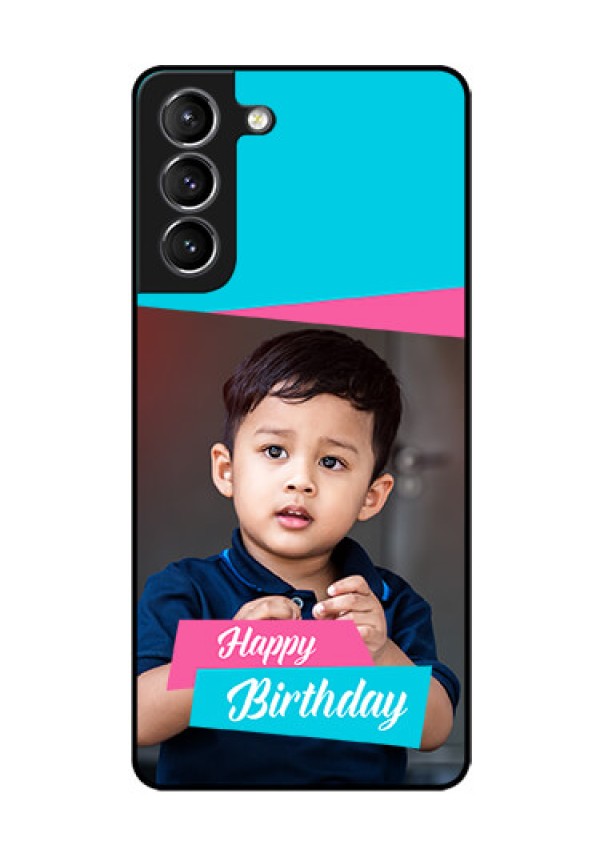 Galaxy s21 Plus Personalized Glass Phone Case  - Image Holder with 2 Color Design