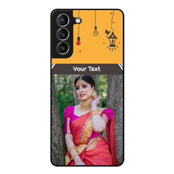Galaxy s21 Plus Custom Glass Mobile Case  - with Family Picture and Icons 