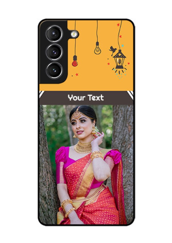 Galaxy s21 Plus Custom Glass Mobile Case  - with Family Picture and Icons 