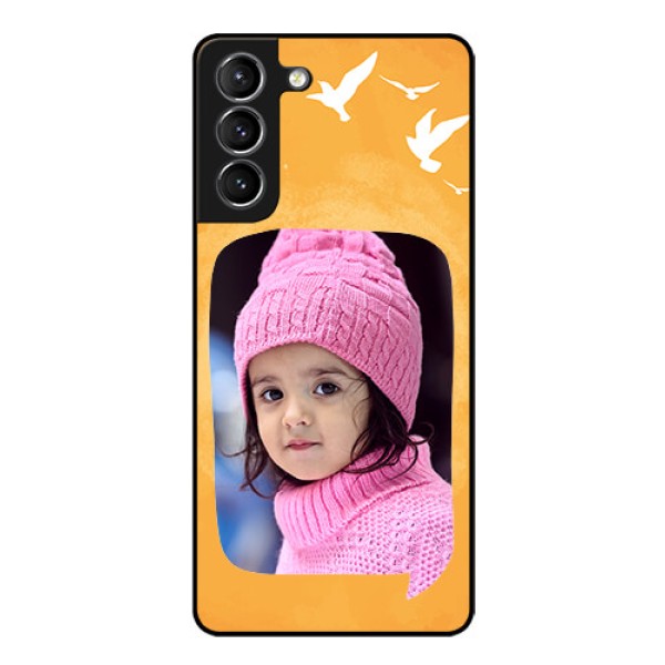 Galaxy s21 Plus Personalized Glass Phone Case  - Water Color Design with Bird Icons