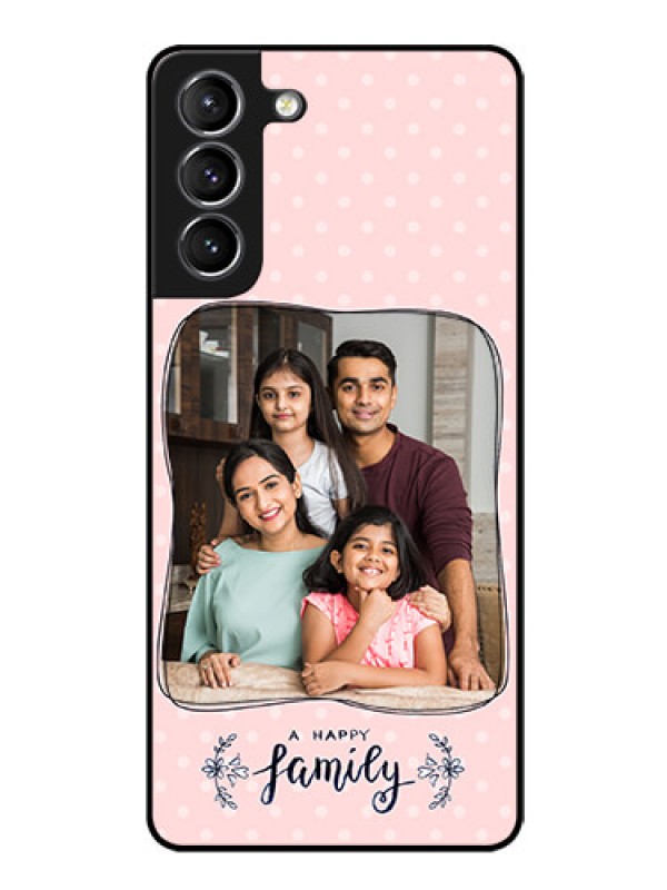 Custom Galaxy s21 Plus Custom Glass Phone Case  - Family with Dots Design
