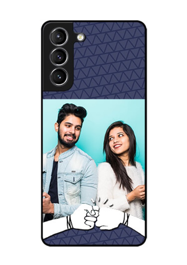 Galaxy s21 Plus Photo Printing on Glass Case  - with Best Friends Design  