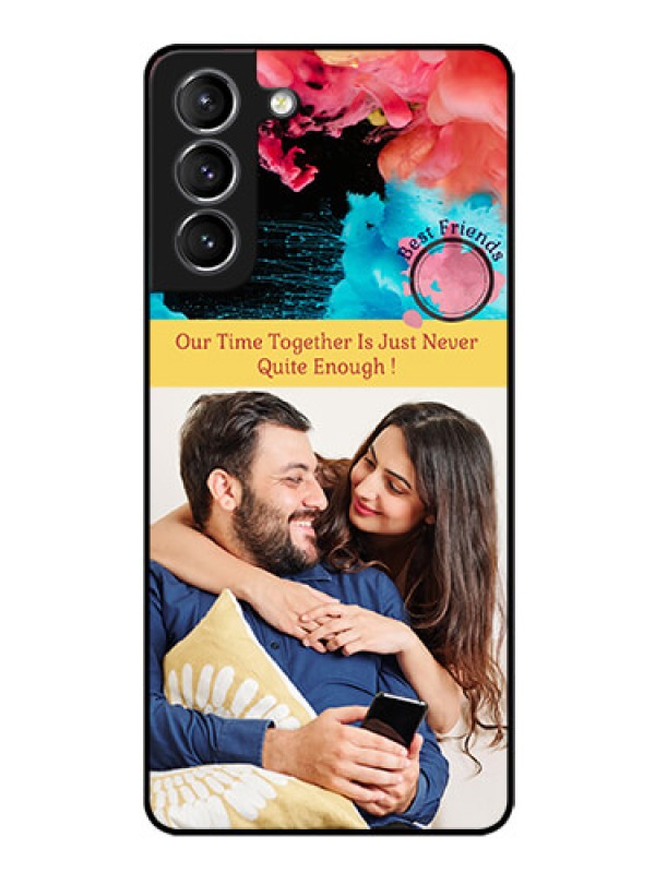 Custom Galaxy s21 Plus Custom Glass Mobile Case  - Quote with Acrylic Painting Design