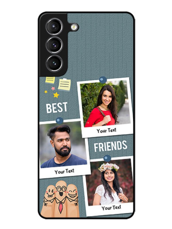 Custom Galaxy s21 Plus Personalized Glass Phone Case  - Sticky Frames and Friendship Design