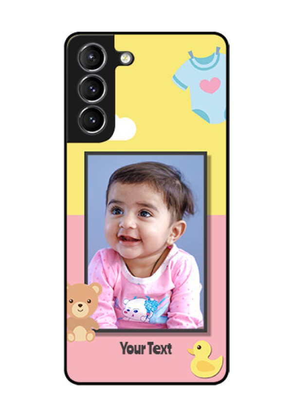 Galaxy s21 Plus Photo Printing on Glass Case  - Kids 2 Color Design