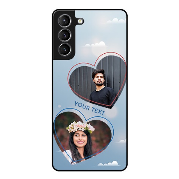 Galaxy s21 Plus Custom Glass Mobile Case - Blue Color Couple Design Galaxy s21 Plus Custom Glass Mobile Case - Blue Color Couple Design