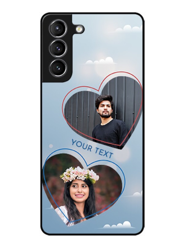 Custom Galaxy s21 Plus Custom Glass Mobile Case  - Blue Color Couple Design 