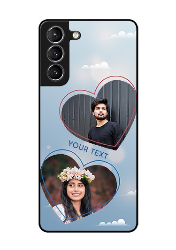Galaxy s21 Plus Custom Glass Mobile Case  - Blue Color Couple Design 