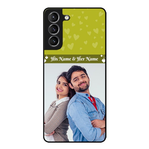 Galaxy s21 Plus Custom Glass Phone Case  - You & Me Heart Design