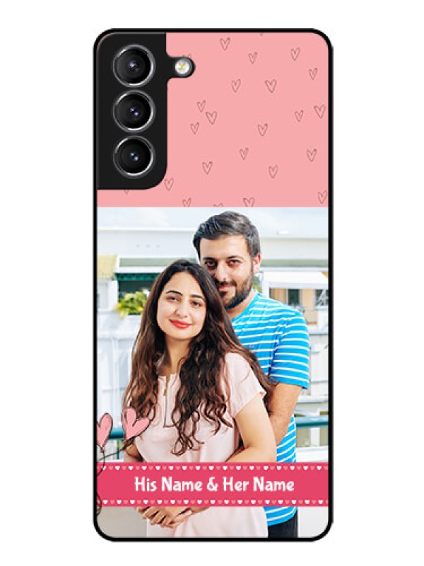 Custom Galaxy s21 Plus Personalized Glass Phone Case  - Love Design Peach Color